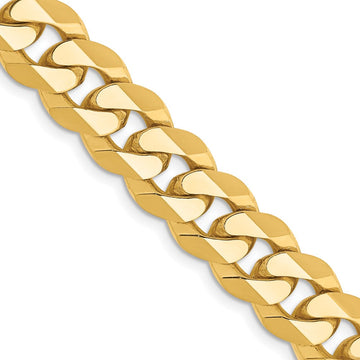14K Flat Beveled Curb with Lobster Clasp Chain 9.5mm - Chains