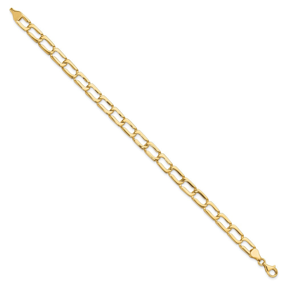 14k Polished Fancy Rectangular Curb Link Bracelet 9mm - Anklets