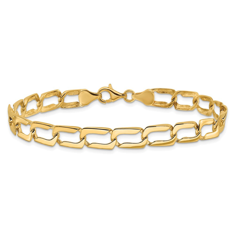 14k Polished Fancy Rectangular Curb Link Bracelet 9mm - Anklets