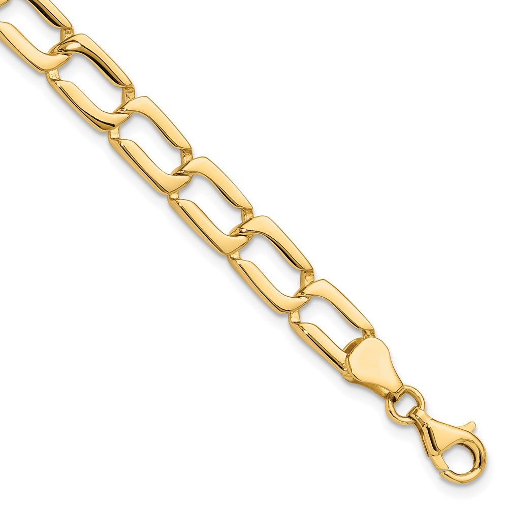 14k Polished Fancy Rectangular Curb Link Bracelet 9mm - Anklets