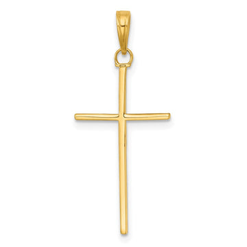 14K 3-D and Polished Stick Cross Pendant
