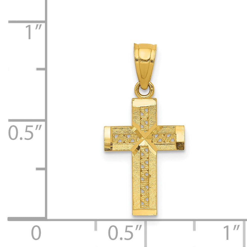 14k Diamond-cut Cross w/X Center Pendant 9.95mm - Chains