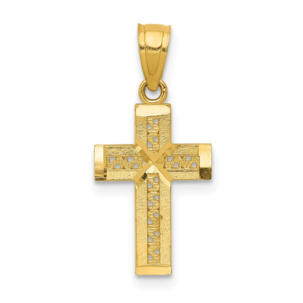 14k Diamond-cut Cross w/X Center Pendant 9.95mm - Chains