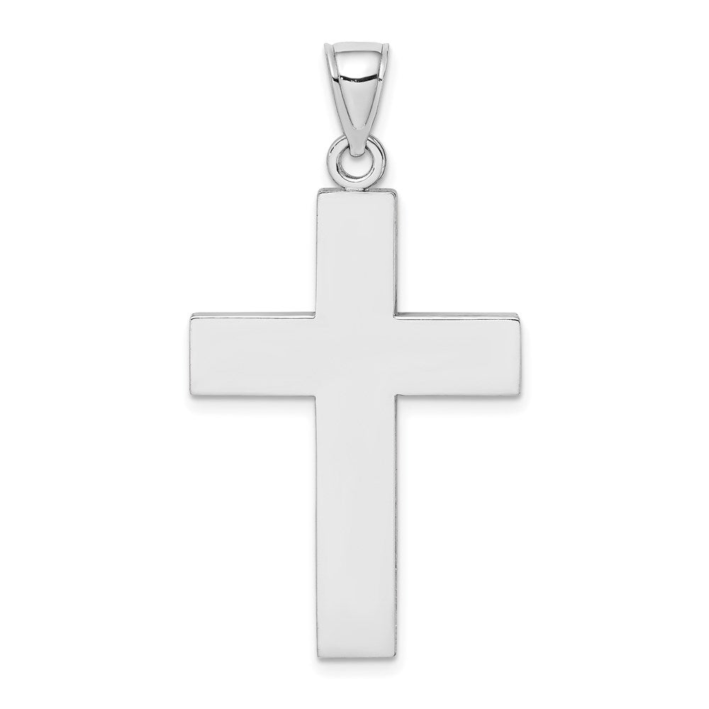 14KWhite Gold Large Block Cross w/Open Back Charm