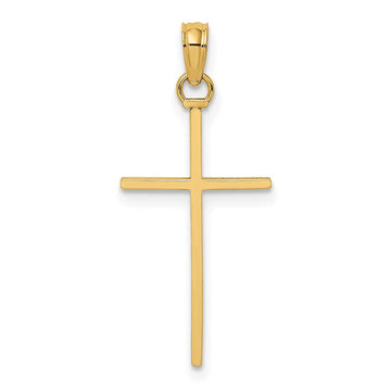 14K 3-D and Polished Stick Cross Charm