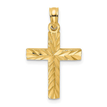 14K D/C Block Cross Charm