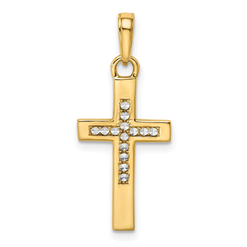 14K w/Rhodium D/C Cross Pendant 12.34mm - Chains