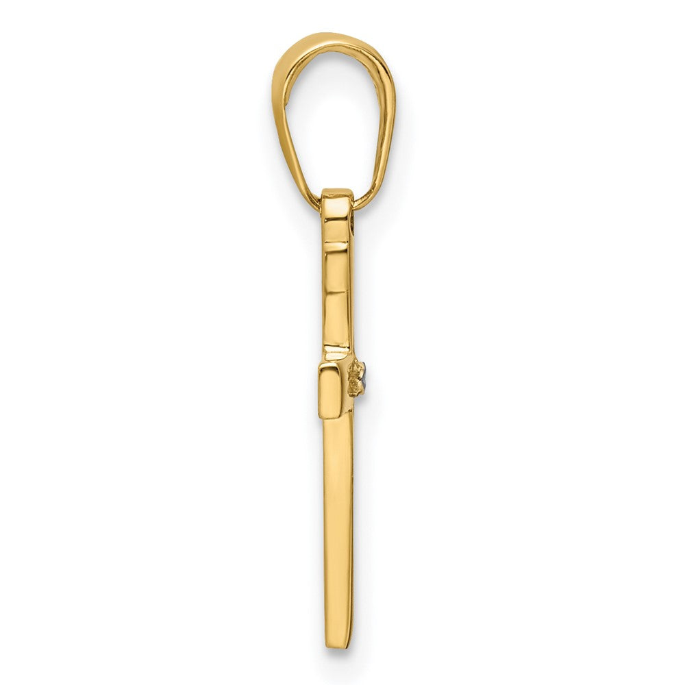 14K w/Rhodium D/C Cross Pendant 9.73mm - Chains