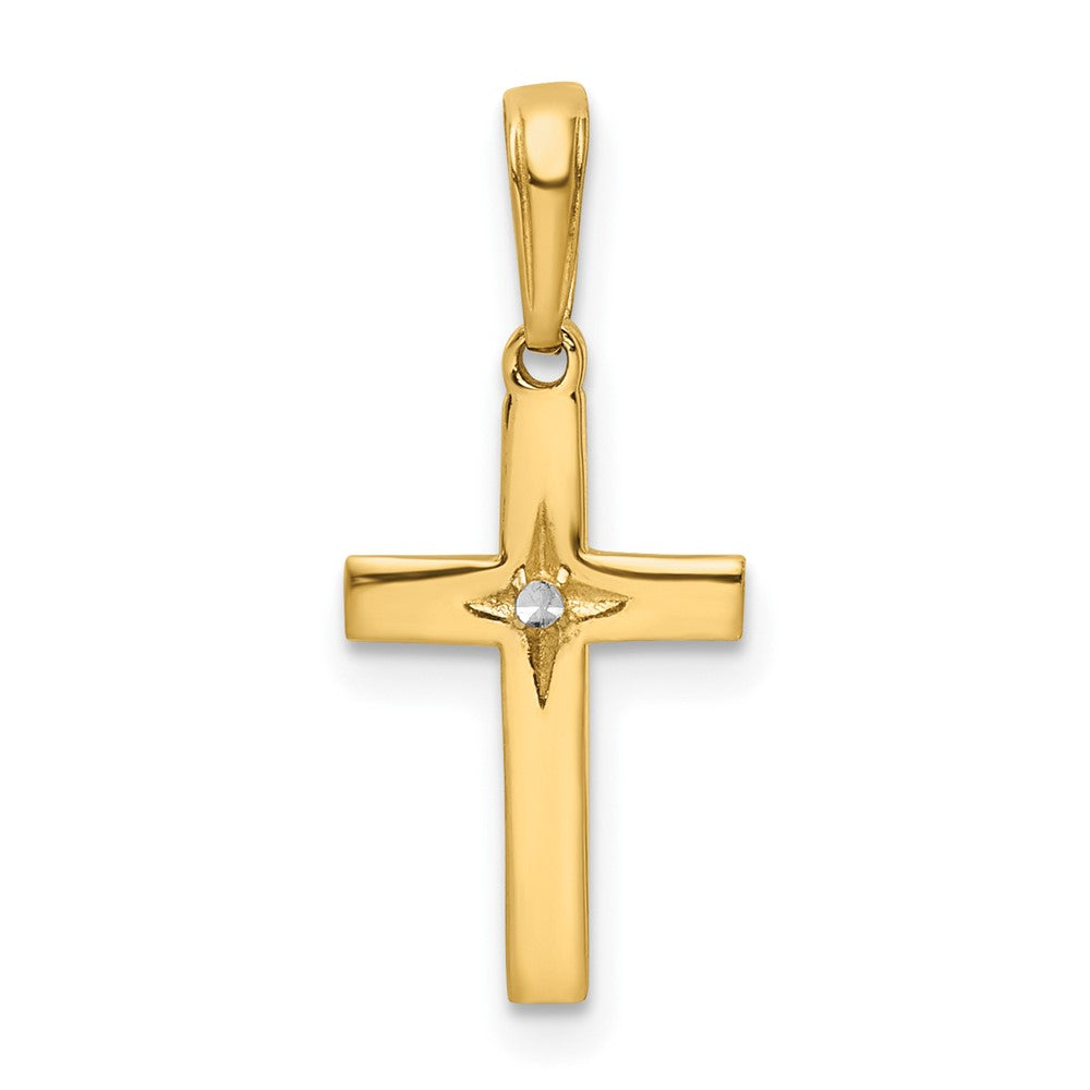 14K w/Rhodium D/C Cross Pendant 9.73mm - Chains