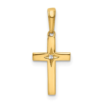 14K w/Rhodium D/C Cross Pendant 9.73mm - Chains