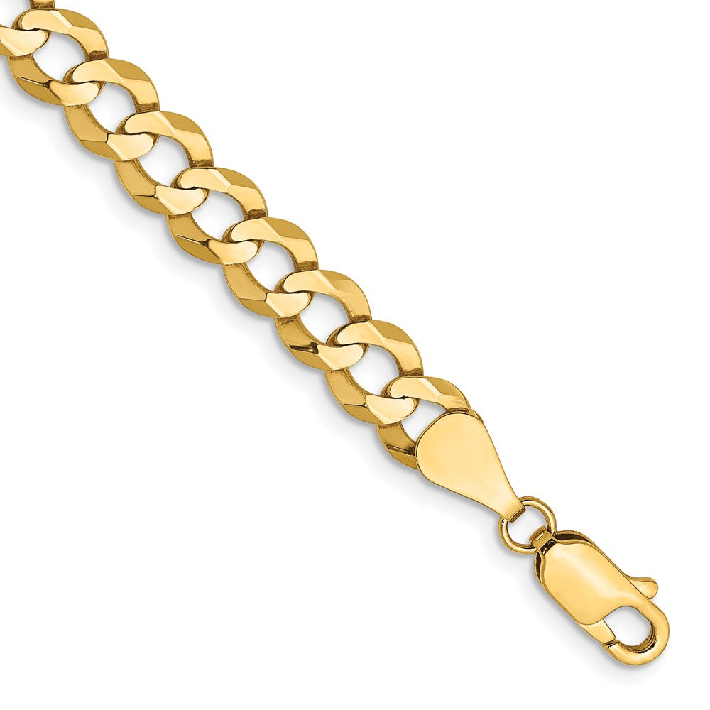 14K Lightweight Flat Cuban with Lobster Clasp Bracelet 7.2mm - Bracelets