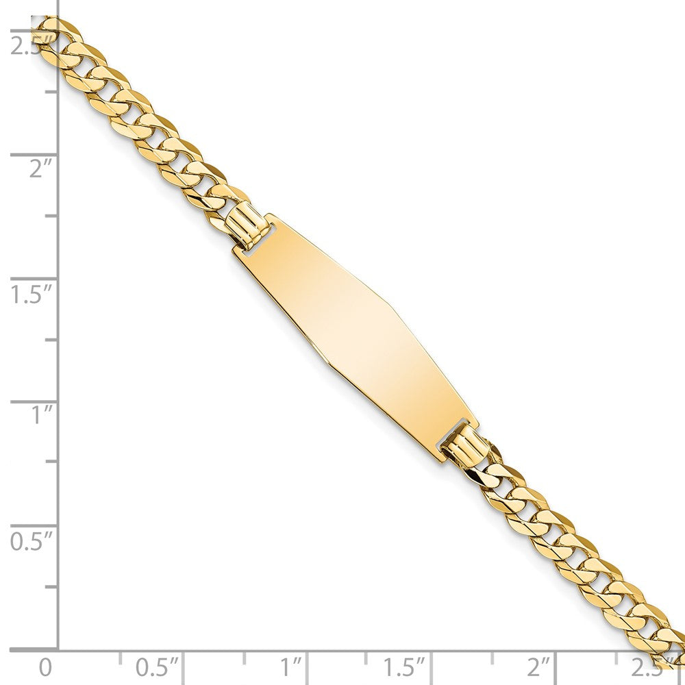 14k Polished Solid Chain/Solid Plate Flat Curb Link Soft Diamond Shape 28x Plate ID Bracelet 9.3mm - Bracelets