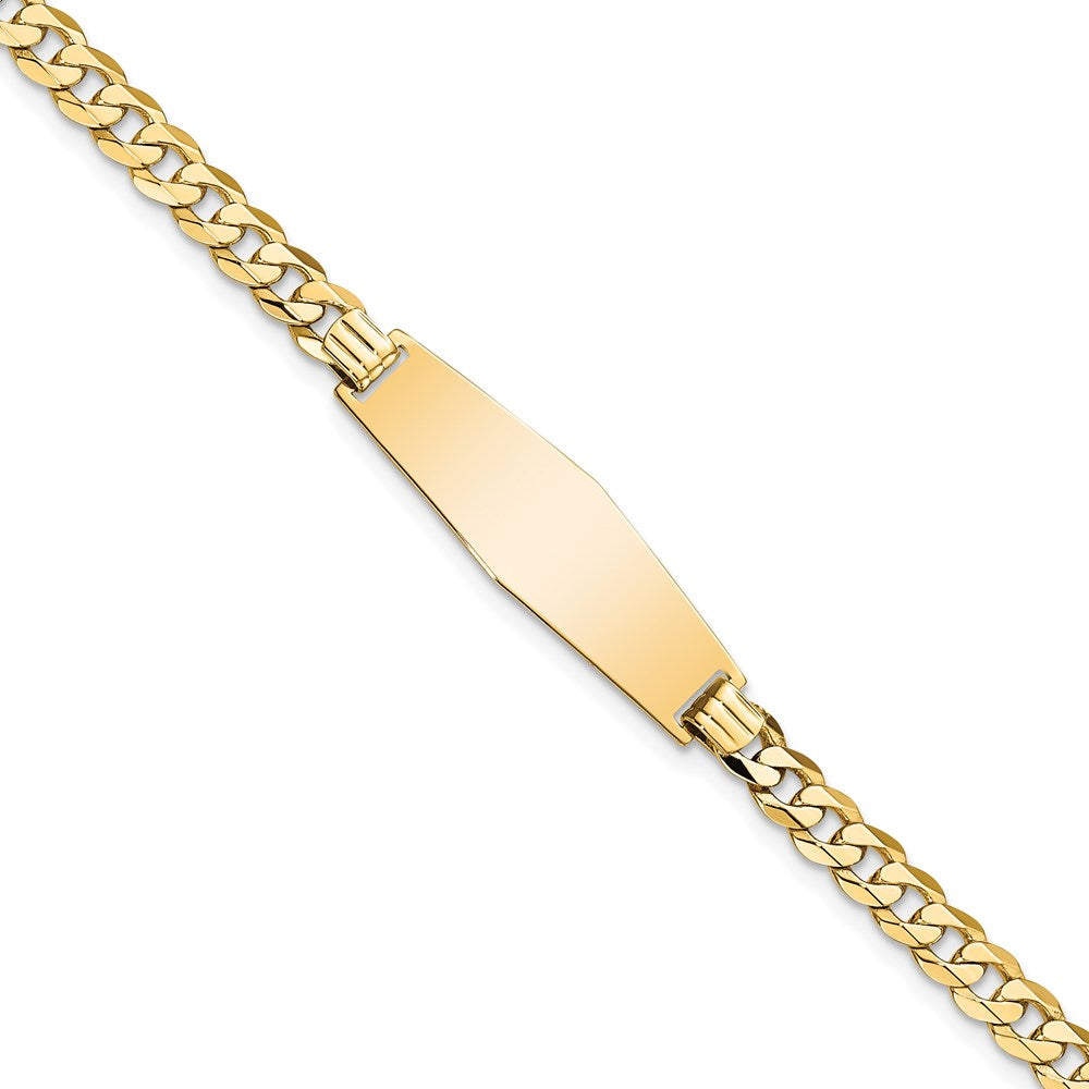 14k Polished Solid Chain/Solid Plate Flat Curb Link Soft Diamond Shape 28x Plate ID Bracelet 9.3mm - Bracelets