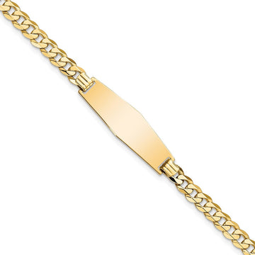 14k Polished Solid Chain/Solid Plate Flat Curb Link Soft Diamond Shape 28x Plate ID Bracelet 9.3mm - Bracelets
