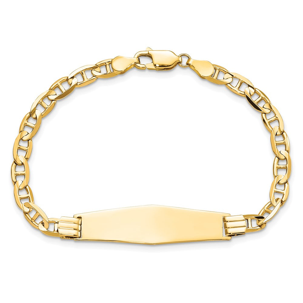 14k Polished Solid Chain/Solid Plate Anchor Link Soft Diamond Shape 33x Plate ID Bracelet 9.8mm - Bracelets