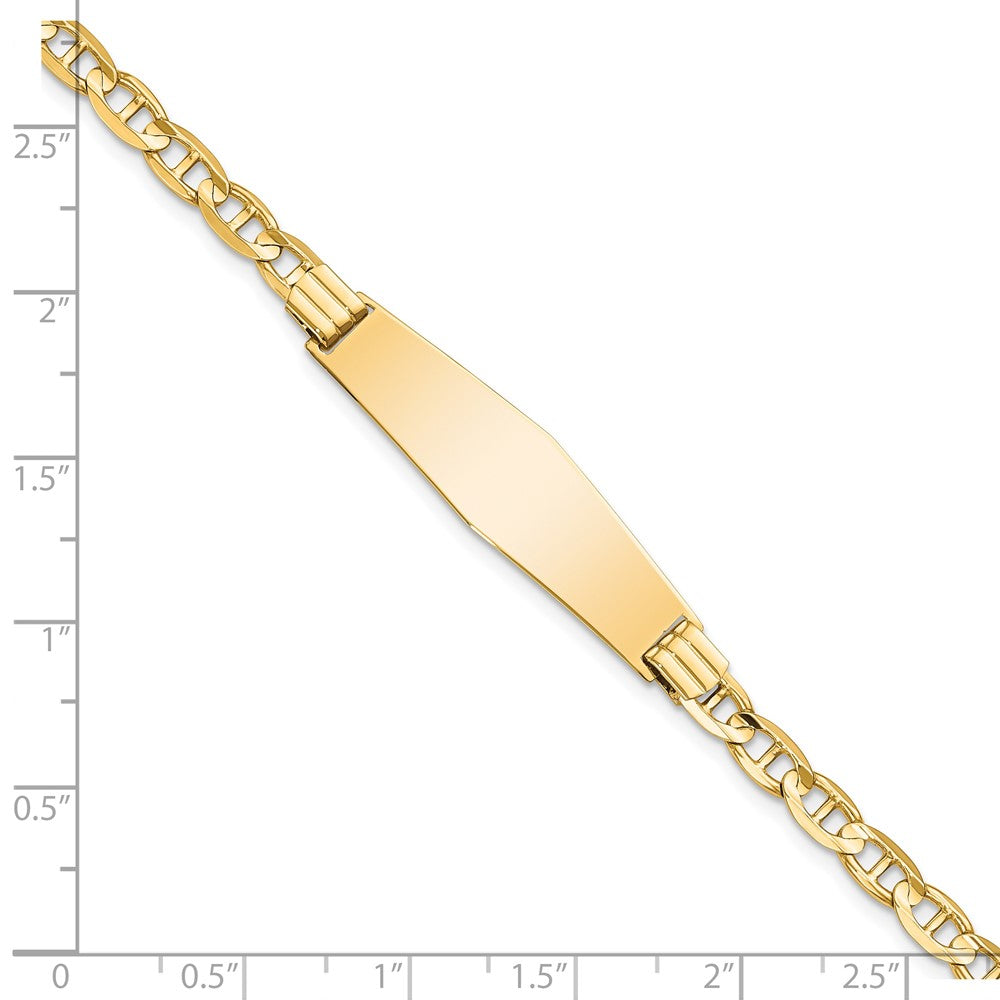 14k Polished Solid Chain/Solid Plate Anchor Link Soft Diamond Shape 33x Plate ID Bracelet 9.8mm - Bracelets