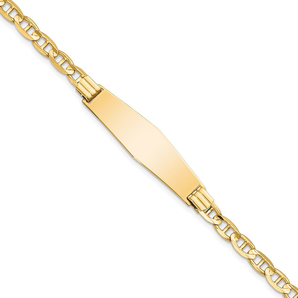 14k Polished Solid Chain/Solid Plate Anchor Link Soft Diamond Shape 33x Plate ID Bracelet 9.8mm - Bracelets