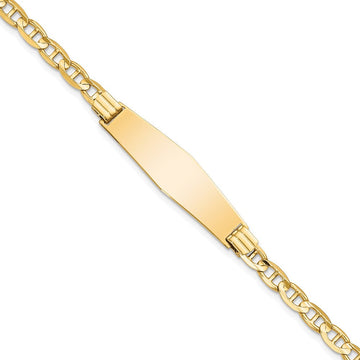 14k Polished Solid Chain/Solid Plate Anchor Link Soft Diamond Shape 33x Plate ID Bracelet 9.8mm - Bracelets