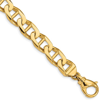 14K Hand Polished Fancy Anchor Link with Fancy Lobster Clasp Bracelet 10.3mm - Bracelets