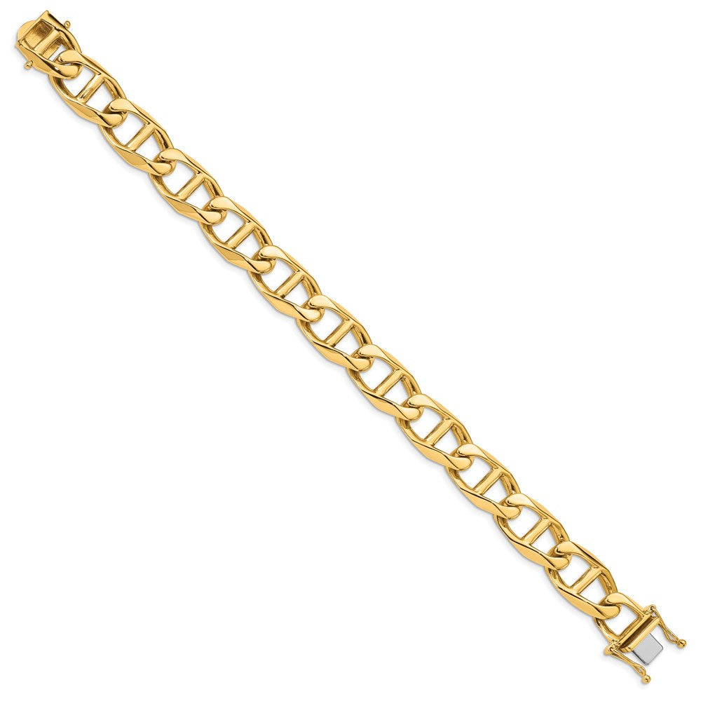 14K Hand Polished Fancy Anchor Link with Box Catch Clasp Bracelet 12.5mm - Bracelets