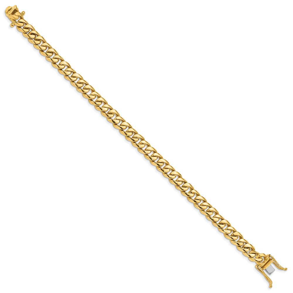 14K Hand Polished Rounded Curb Link with Box Catch Clasp Bracelet 7.25mm - Bracelets