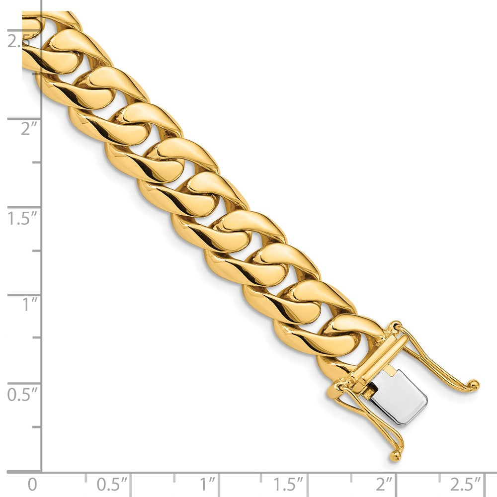 14K Hand Polished Rounded Curb Link with Box Catch Clasp Bracelet 10.8mm - Bracelets