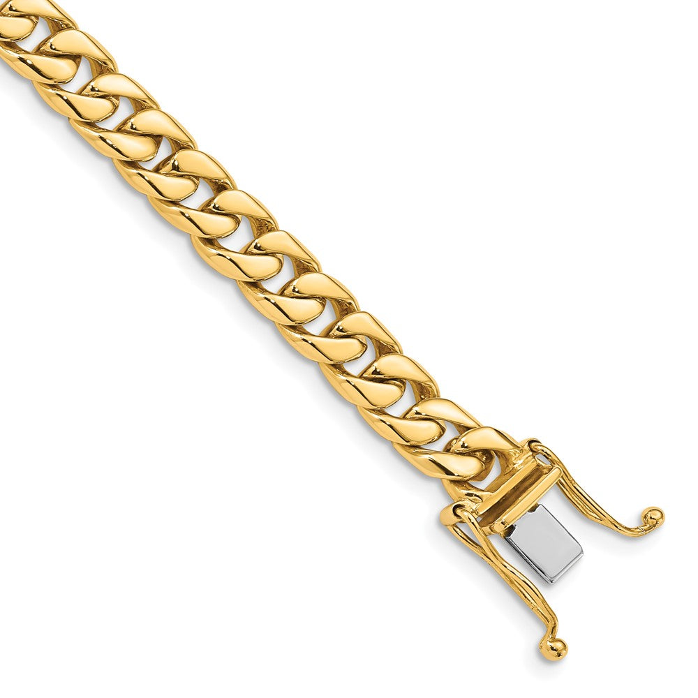 14K Hand Polished Flat Beveled Curb Link with Box Catch Clasp Chain 6.8mm - Chains
