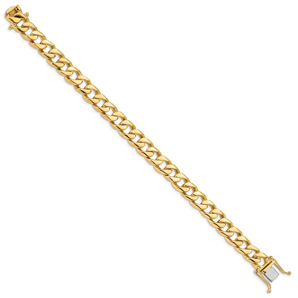 14K Hand Polished Flat Beveled Curb Link with Box Catch Clasp Bracelet 9.7mm - Bracelets