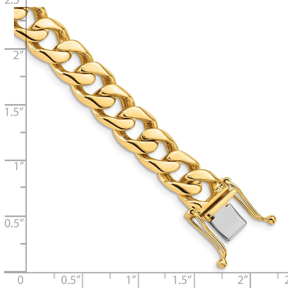 14K Hand Polished Flat Beveled Curb Link with Box Catch Clasp Chain 9.7mm - Chains