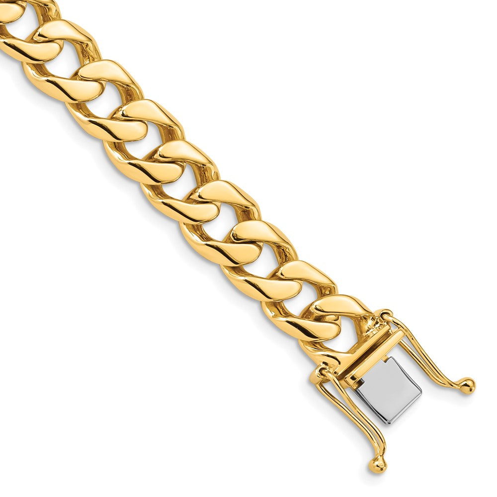 14K Hand Polished Flat Beveled Curb Link with Box Catch Clasp Bracelet 9.7mm - Bracelets