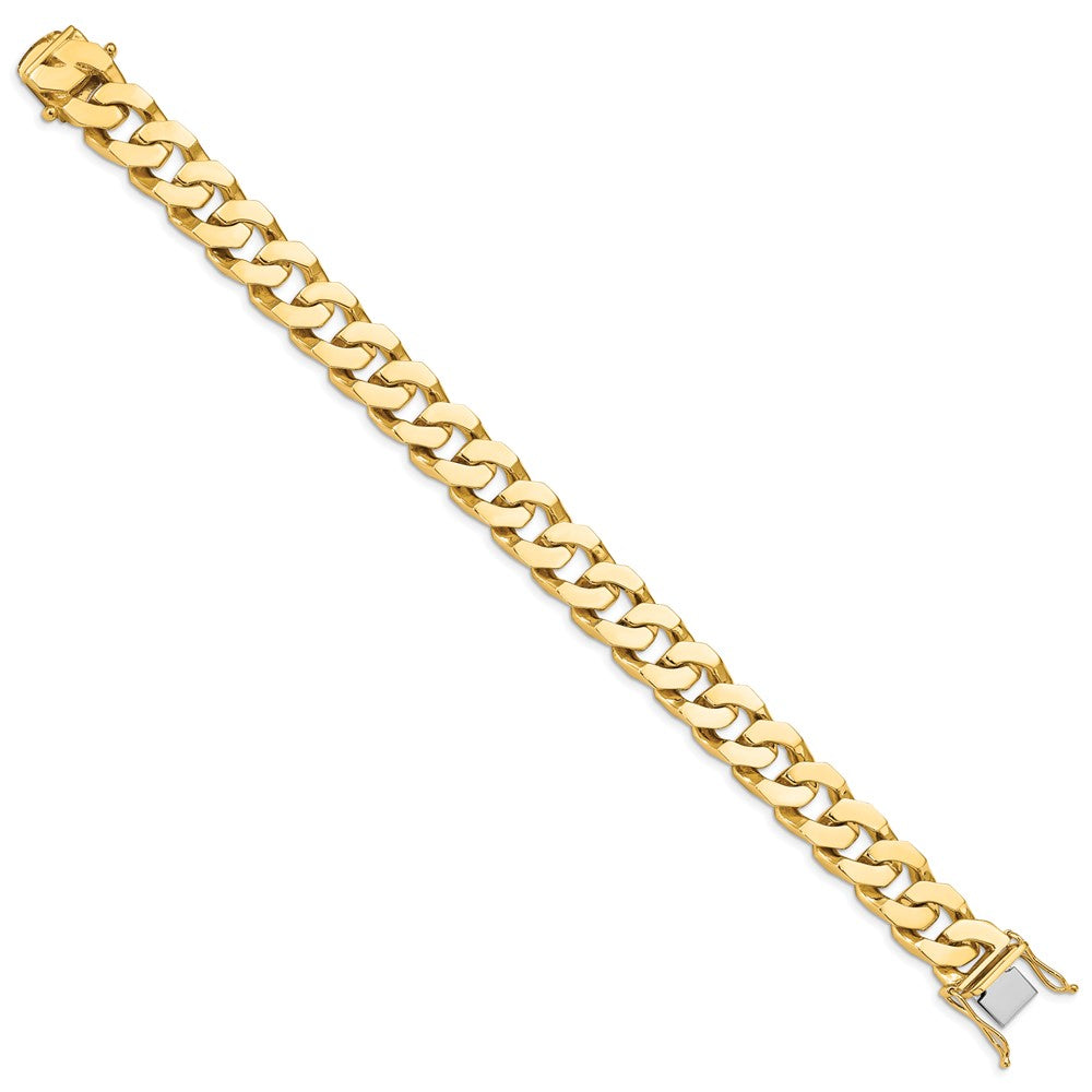 14K Hand Polished Fancy Link with Box Catch Bracelet 11.6mm - Bracelets