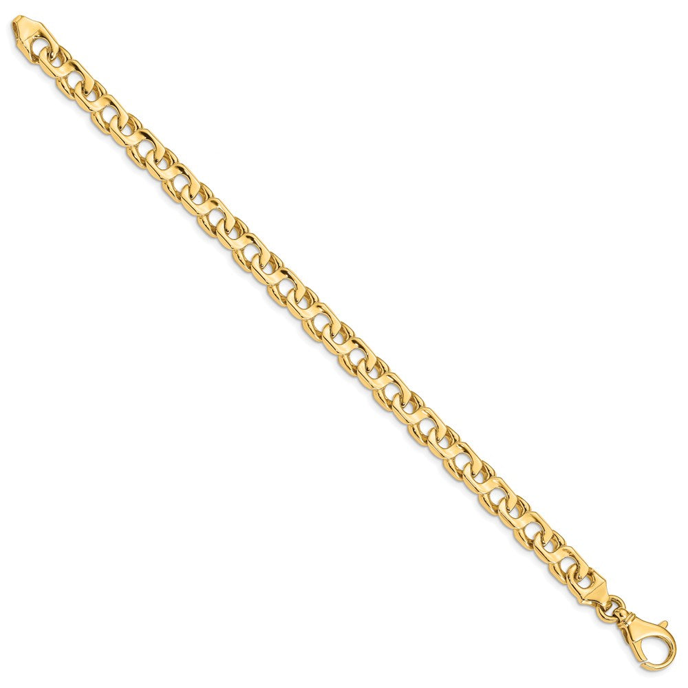 14K Hand Polished Fancy Link with Fancy Lobster Clasp Bracelet 7.4mm - Bracelets