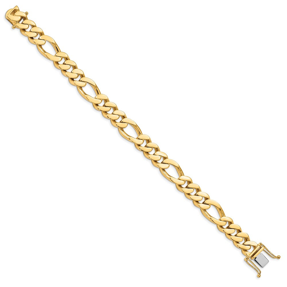 14K Hand Polished Figaro Link with Box Catch Bracelet 11.8mm - Bracelets