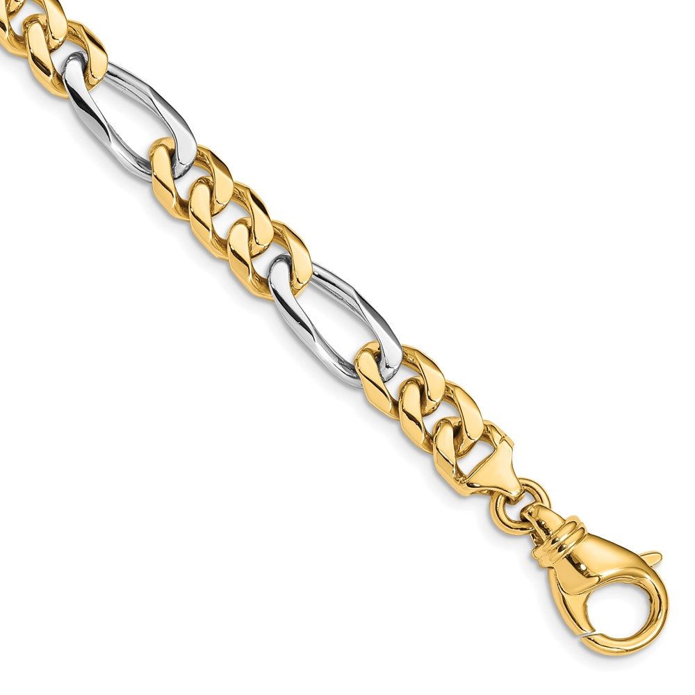 14K Two-tone Hand Polished Fancy Link with Fancy Lobster Clasp Chain 7.85mm - Chains