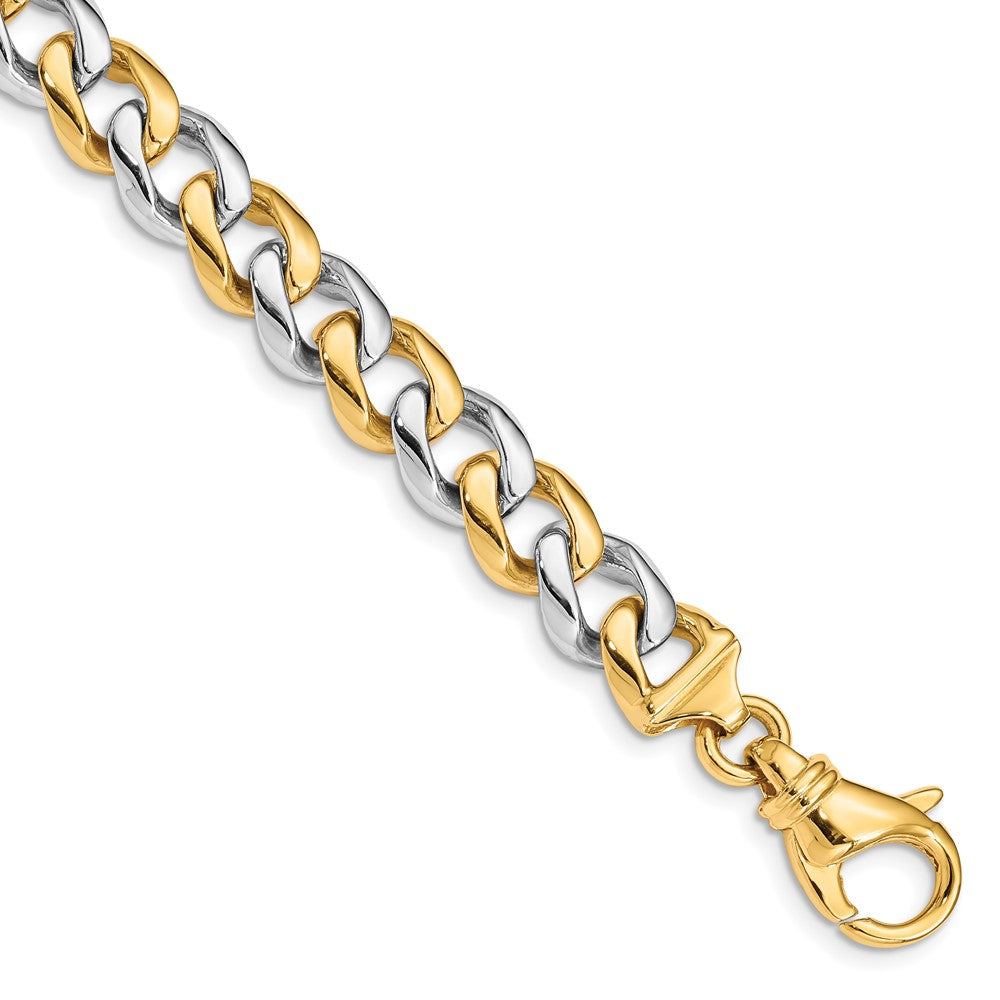 14K Two-tone Hand Polished Fancy Link with Fancy Lobster Clasp Bracelet 9.3mm - Bracelets