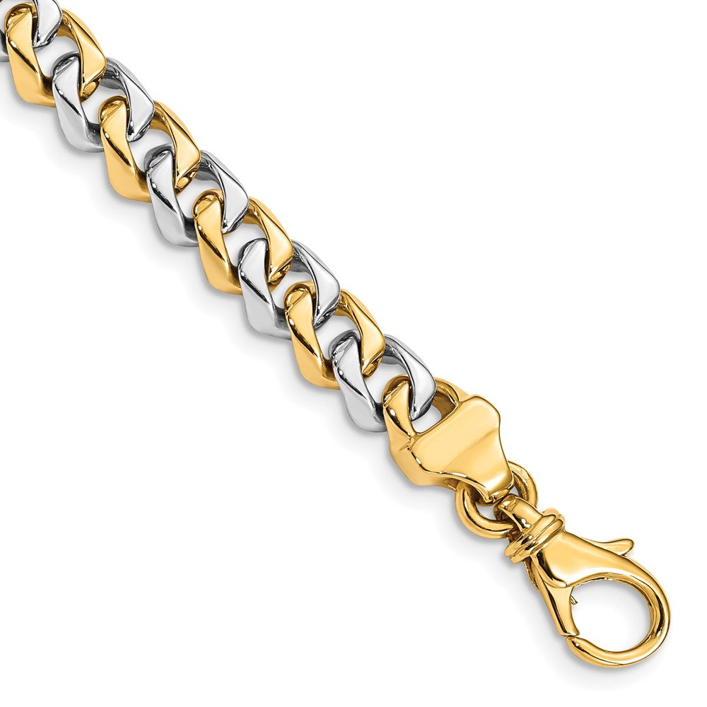 14K Two-tone Hand Polished Fancy Link with Fancy Lobster Clasp Chain 6.85mm - Chains