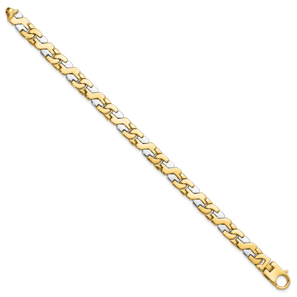 14K Two-tone Hand Polished Fancy Link with Fancy Lobster Clasp Bracelet 8.8mm - Bracelets