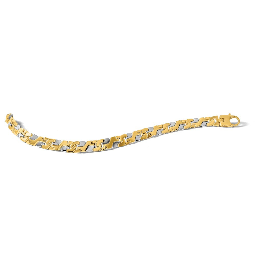 14K Two-tone Hand Polished Fancy Link with Fancy Lobster Clasp Bracelet 8.8mm - Bracelets