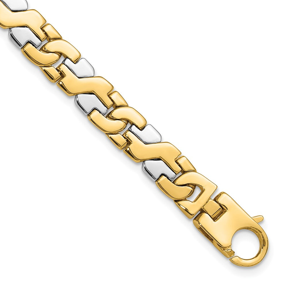 14K Two-tone Hand Polished Fancy Link with Fancy Lobster Clasp Bracelet 8.8mm - Bracelets