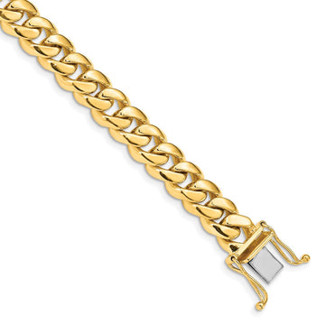 14K Hand Polished Miami Cuban Link with Box Catch Clasp Bracelet 8.7mm - Bracelets