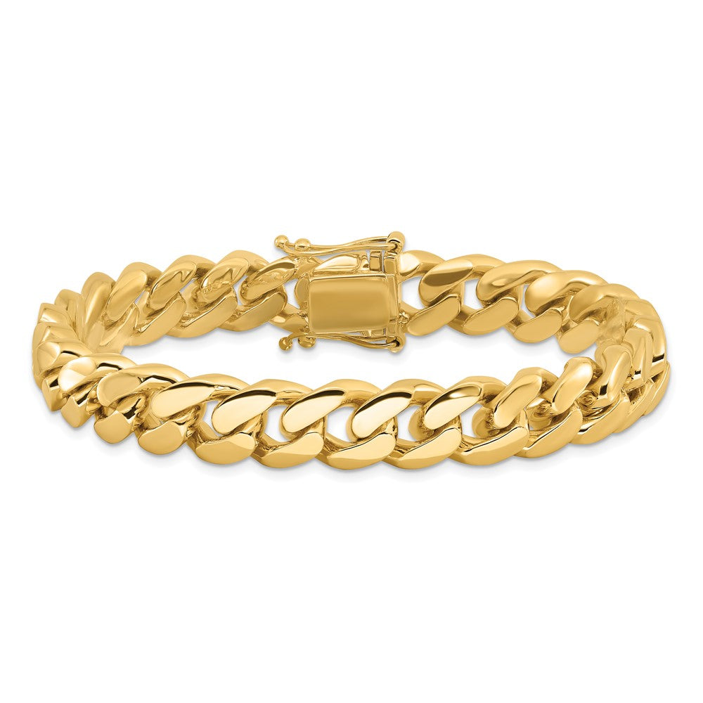 14K Hand Polished Miami Cuban Link with Box Catch Clasp Bracelet 10.7mm - Bracelets