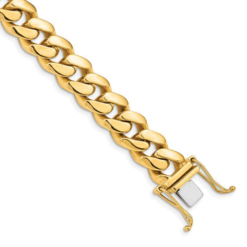 14K Hand Polished Miami Cuban Link with Box Catch Clasp Bracelet 10.7mm - Bracelets