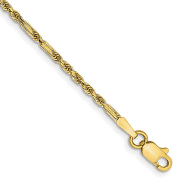 14K 7 inch 1.8mm Diamond-cut Milano Rope with Lobster Clasp Chain