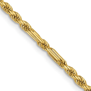 14K 16 inch 2.25mm Diamond-cut Milano Rope with Lobster Clasp Chain