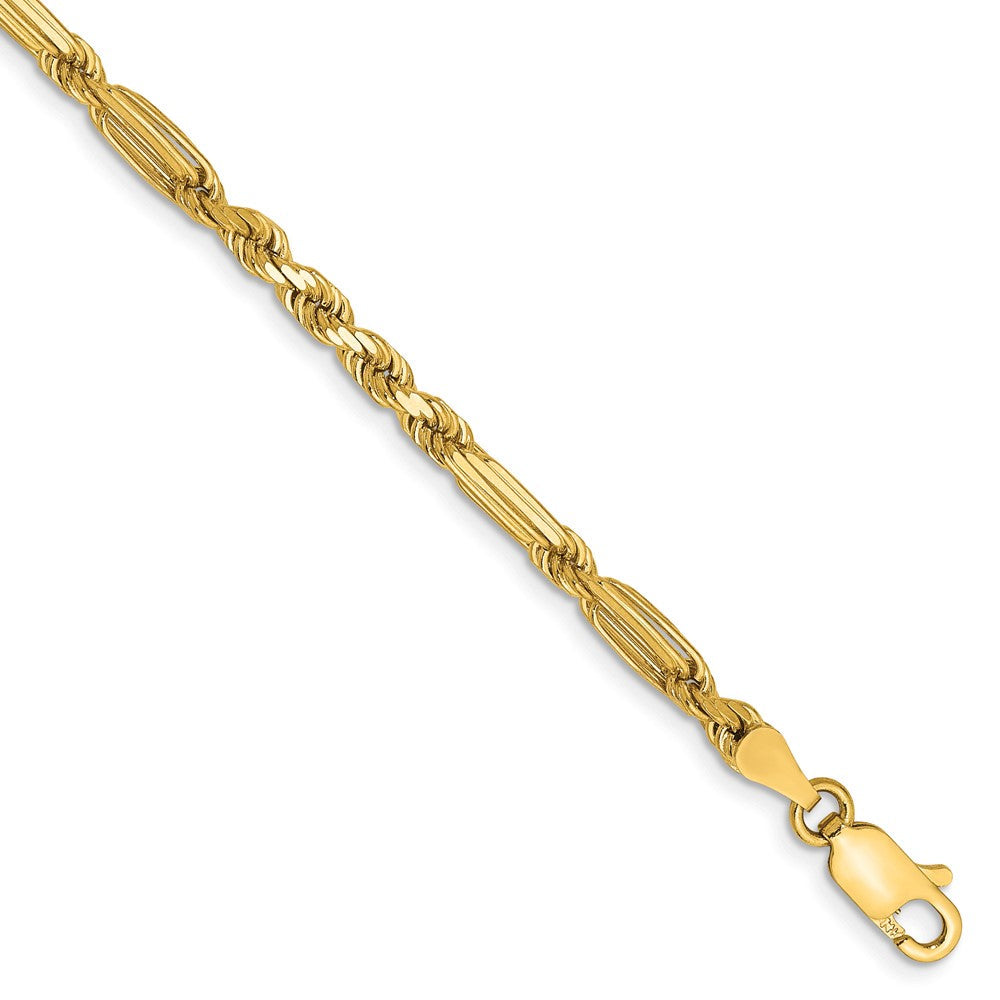 14K 8 inch 3mm Diamond-cut Milano Rope with Lobster Clasp Chain