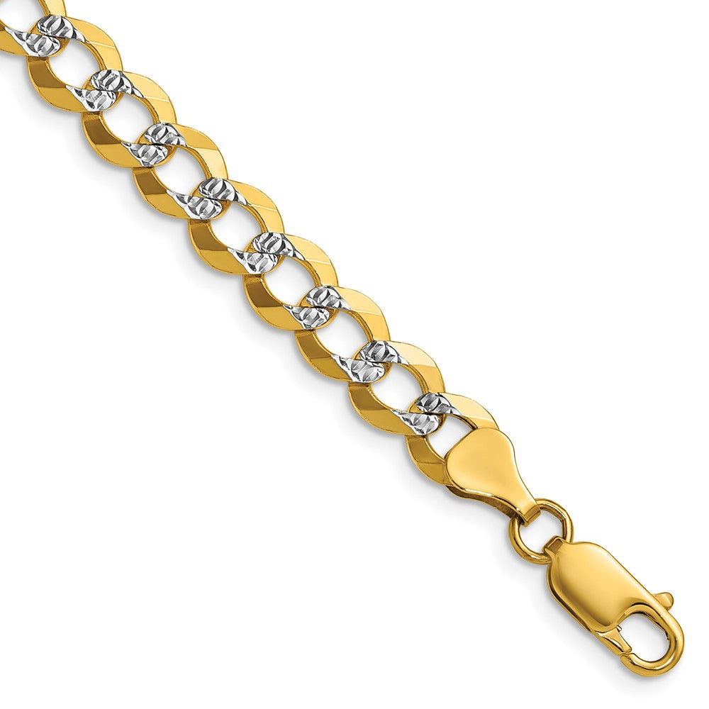 14k Lightweight Pav��� Flat Cuban Chain 7.2mm - Bracelets