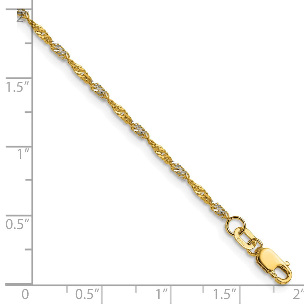 14k Yellow Gold with Rhodium Singapore Chain 1.65mm - Bracelets