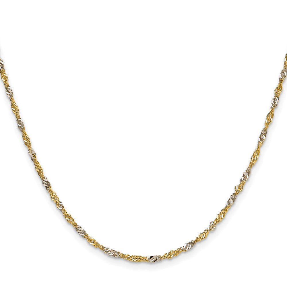 14k Yellow Gold with Rhodium Singapore Chain 1.9mm - Chains