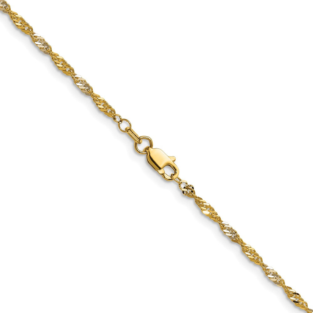 14k Yellow Gold with Rhodium Singapore Chain 1.9mm - Chains