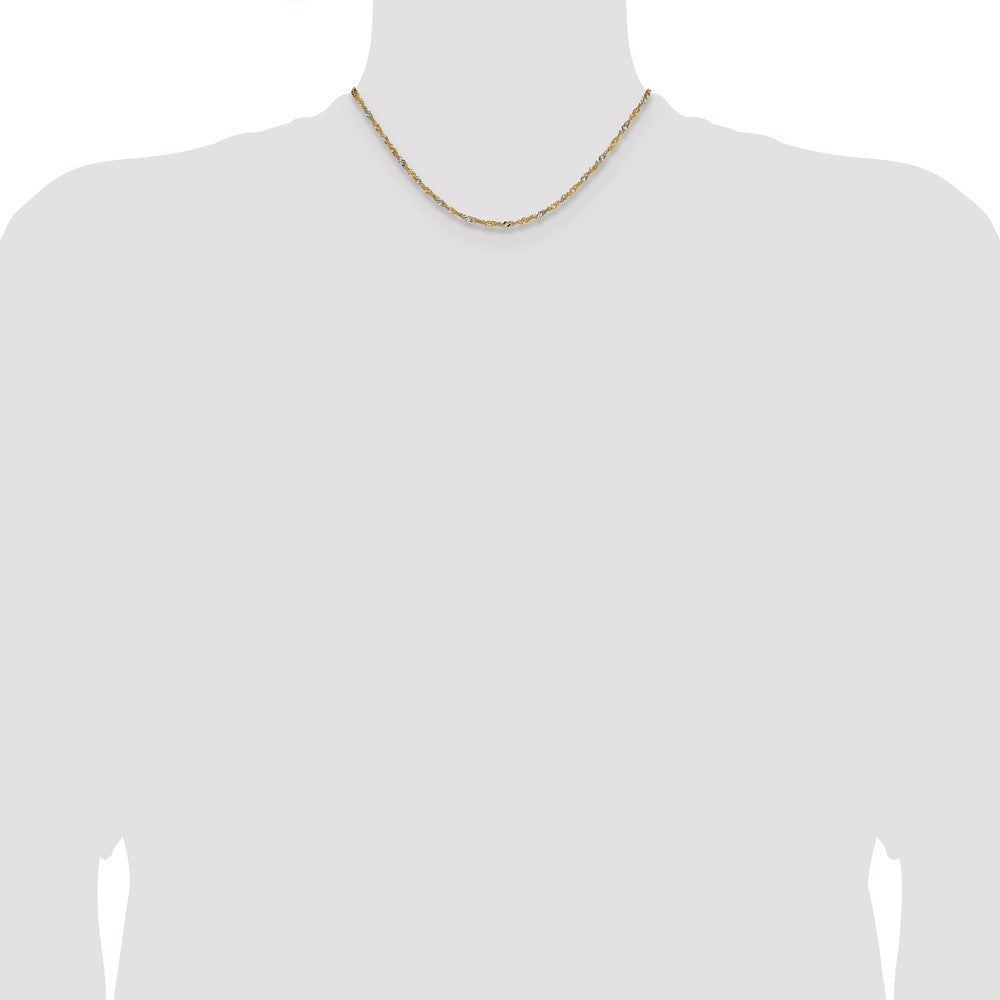 14k Yellow Gold with Rhodium Singapore Chain 1.9mm - Chains